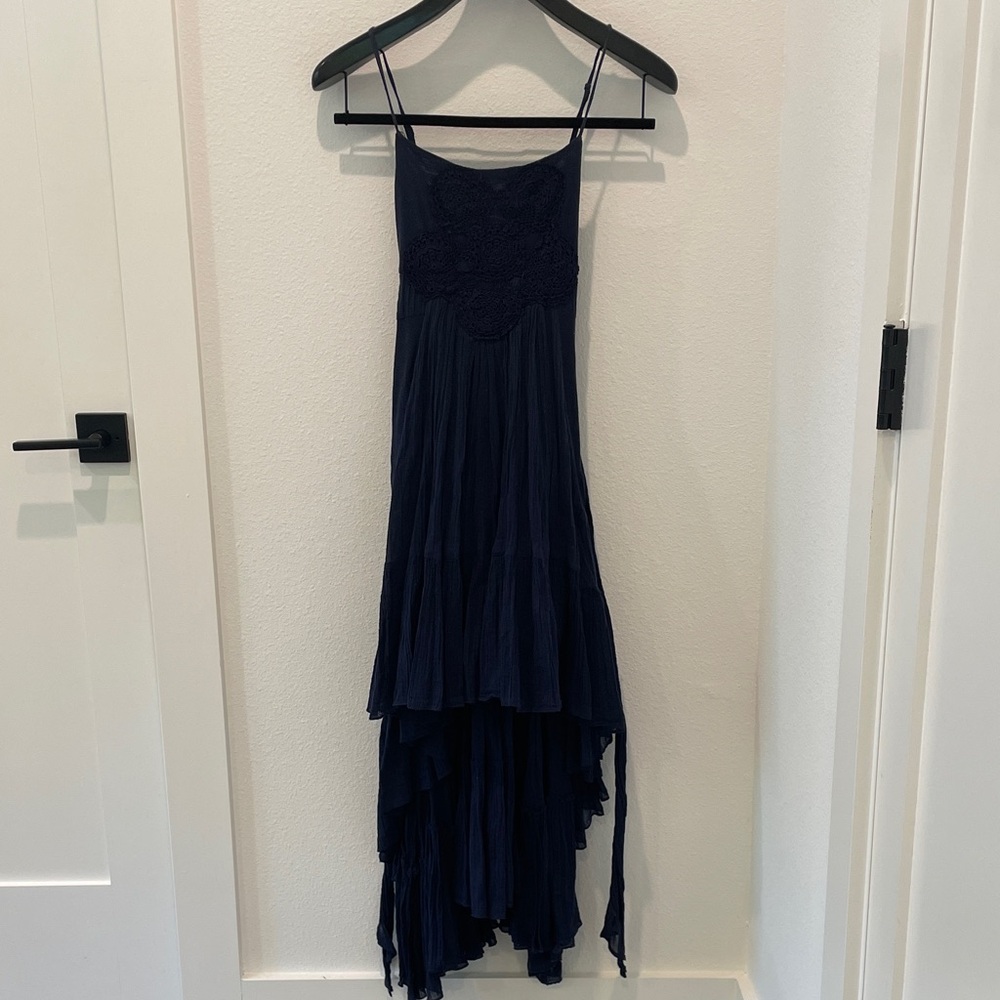 Betsy Johnson Navy High-Low Spaghetti Strap Dress